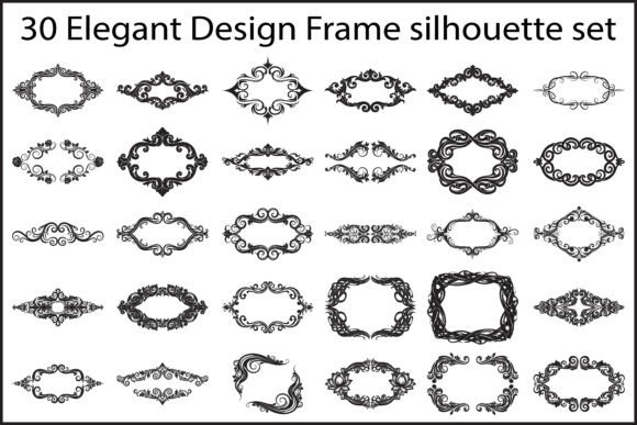 30 Elegant Design Frame Silhouette Set