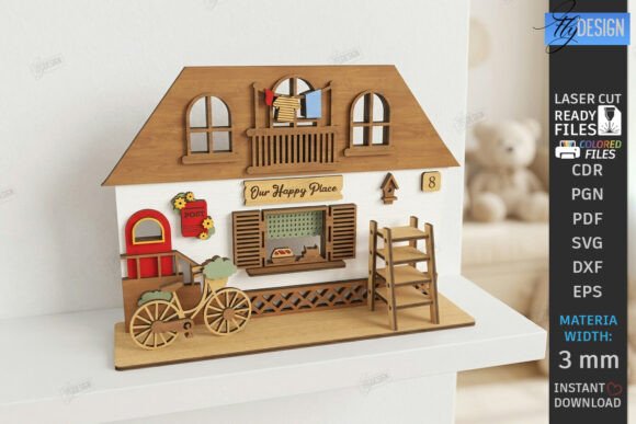3D Miniature House Entrance Laser Cut Guide