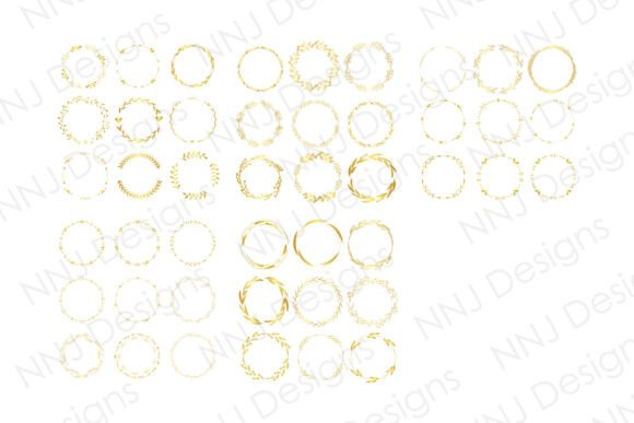 45 Gold Circle Wreath Bundle PNG