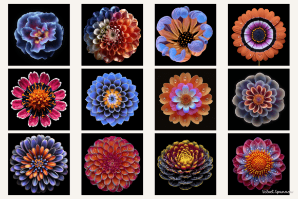 48 Vibrant Floral Mandala Clipart Set