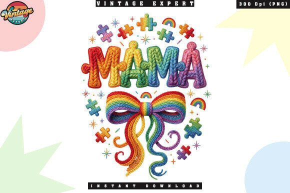 Autism Mama Crochet Yarn Faux PNG: A Textured Design for Meaningful Apparel