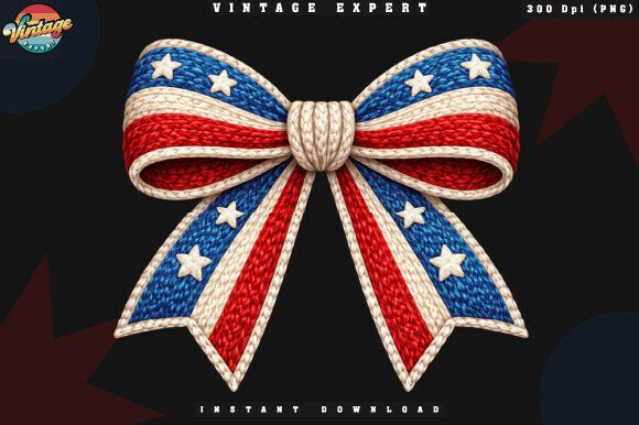 Celebrate Independence with the Patriotic Bow Crochet Yarn Faux Design