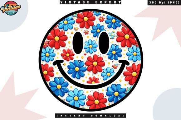 Celebrate Independence with the Patriotic Flower Pattern Smile PNG