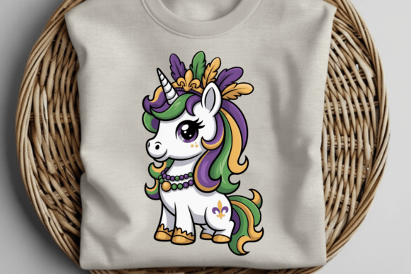Celebrating Carnival Magic with the Cute Mardi Gras Unicorn PNG