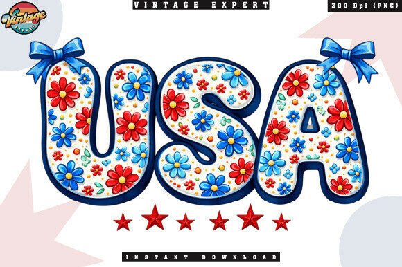 Celebrating Independence with Vibrant 4th of July Floral USA Patchwork Designs