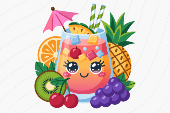 Cute Kawaii Cocktail PNG: Summer Vibes
