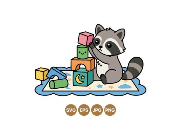 Cute Raccoon Playing Blocks SVG: A Versatile Digital Asset for Creative Projects