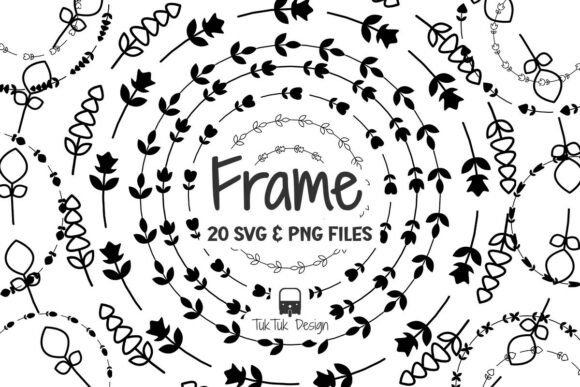 Delicate Hand Drawn Floral Circle Frame