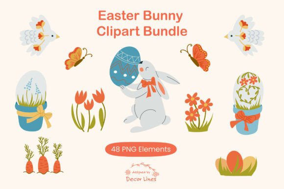 Easter Bunny Clipart Bundle – 48 PNG: A Creative Toolkit for Spring Projects