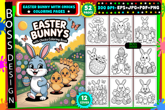 Easter Bunny with Chicks Coloring Pages: A Springtime Escape for Adults
