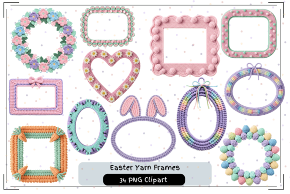 Easter Yarn Frames Pastel Crochet Frame