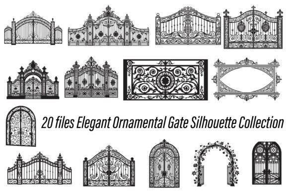 Elegant Ornamental Gate Silhouette Collection