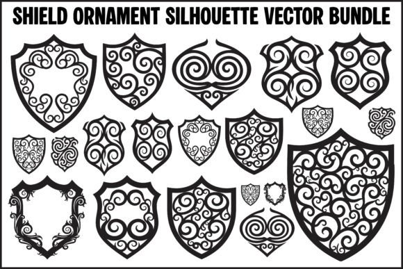 Elegant Shield Ornament Silhouette Series: A Premium Design Resource for Creators