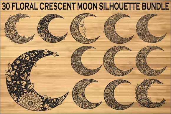 Floral Crescent Moon SVG Bundle