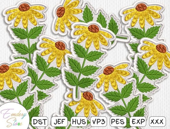 Floral Embroidery Design Patches: Sunshine in Stitch