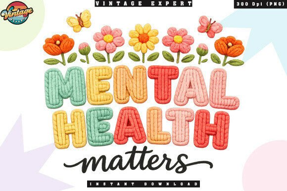 Floral Mental Health Crochet Yarn Faux Design