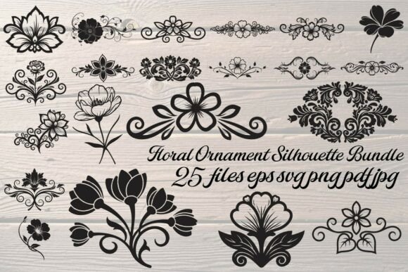 Floral Ornament Silhouette Bundle
