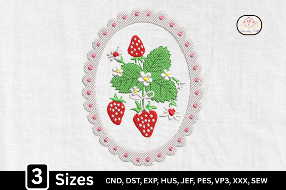 Floral Strawberry Oval Monogram Frame: A Strategic Asset for Embroidery Design