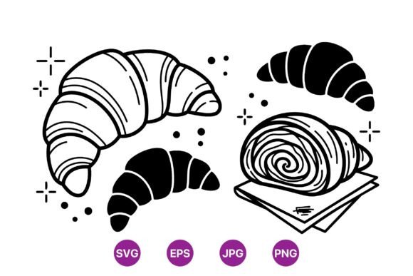 Hand Drawn Croissant Clipart Set: Elevating Brand Identity with Minimalist Line Art