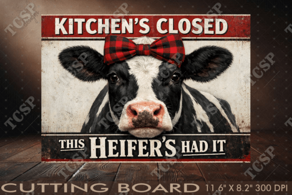Kitchen is Closed Cow Cutting Board Design