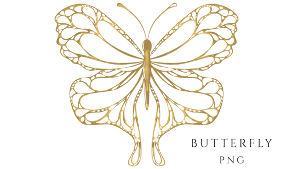 Linear Gold Butterfly PNG: The Ultimate Minimalist Asset for Modern Design