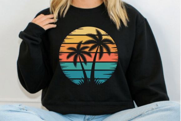 Retro Tropical Palm Tree PNG: Vintage Sunset Design