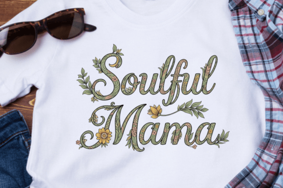 Soulful Mama Text with Floral Design