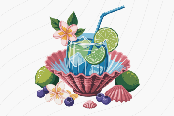 Tropical Lime Drink PNG: A Coastal Design Asset