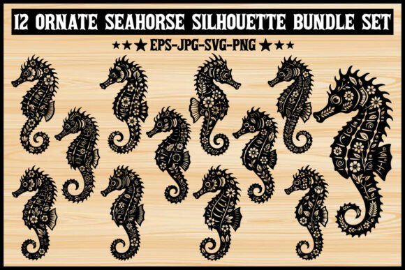 Unlocking Creative Potential with the 12 Ornate Seahorse Silhouette Bundle Set