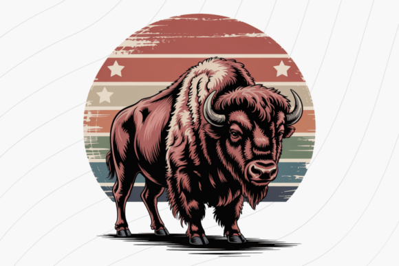 Vintage Bison PNG Wildlife Clipart
