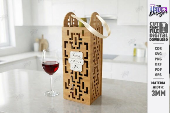 Wine Bottle Gift Box Laser Cut Wine Box